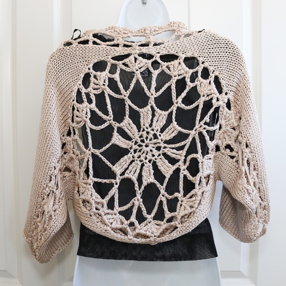 bebe Sweaters - bebe Crochet Rayon Knit Crop Shrug PS Small